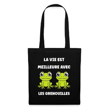 Petite grenouille - Sac en tissu - noir - Devant