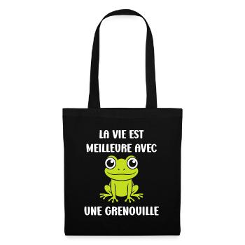 Petite grenouille - Sac en tissu - noir - Devant