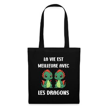 Bébé dragon - Sac en tissu - noir - Devant