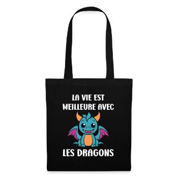 Bébé dragon - Sac en tissu - noir - Devant