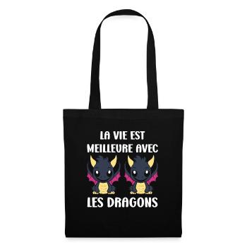 Bébé dragon - Sac en tissu - noir - Devant