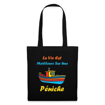 Bateau humour péniche - Sac en tissu - noir - Devant
