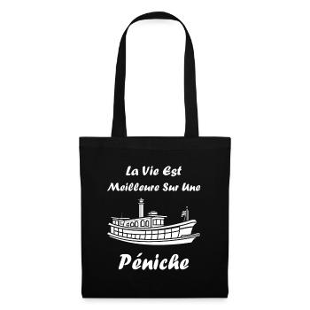 Bateau humour péniche - Sac en tissu - noir - Devant