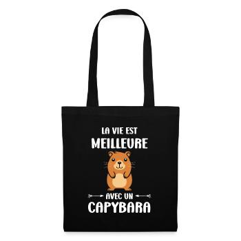 Humour Capybara - Sac en tissu - noir - Devant