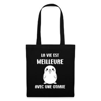 Animal mignon humour otarie - Sac en tissu - noir - Devant
