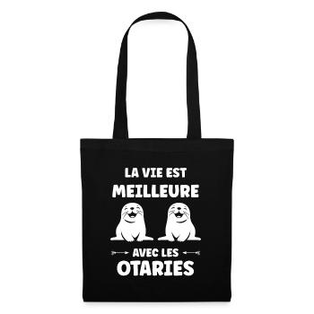 Animal mignon humour otarie - Sac en tissu - noir - Devant