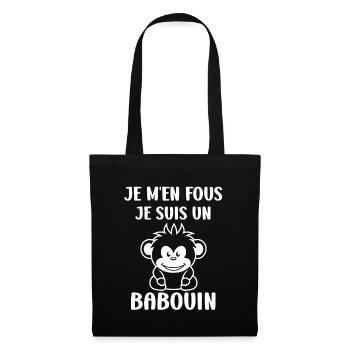 Humour petit singe babouin - Sac en tissu - noir - Devant