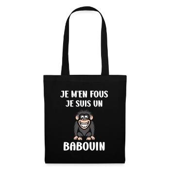 Humour petit singe babouin - Sac en tissu - noir - Devant