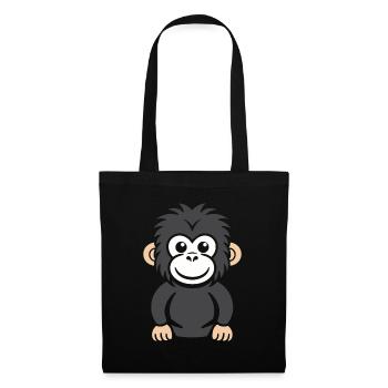 Humour petit singe babouin - Sac en tissu - noir - Devant