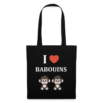Humour petit singe babouin - Sac en tissu - noir - Devant