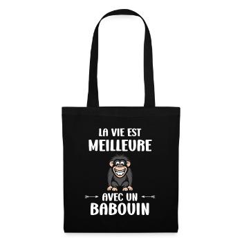 Humour petit singe babouin - Sac en tissu - noir - Devant