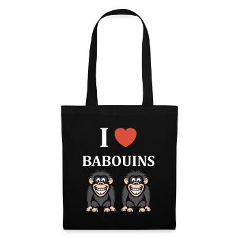 Humour petit singe babouin - Sac en tissu - noir - Devant