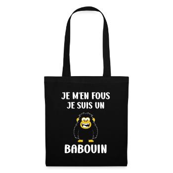 Humour petit singe babouin - Sac en tissu - noir - Devant