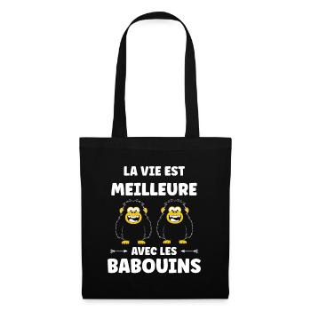 Humour petit singe babouin - Sac en tissu - noir - Devant