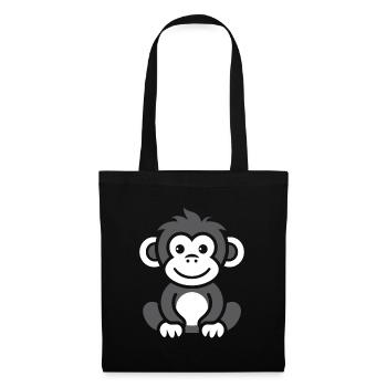 Humour petit singe babouin - Sac en tissu - noir - Devant