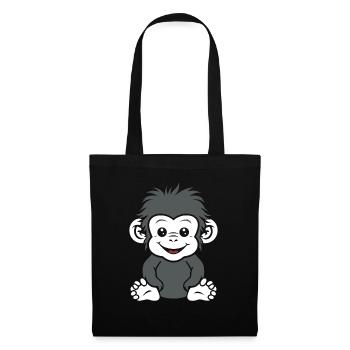 Humour petit singe babouin - Sac en tissu - noir - Devant