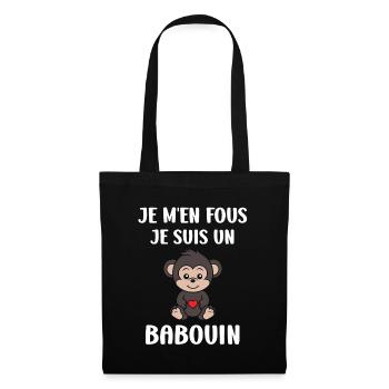 Humour petit singe babouin - Sac en tissu - noir - Devant