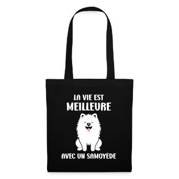 Humour Chien Samoyède - Sac en tissu - noir - Devant