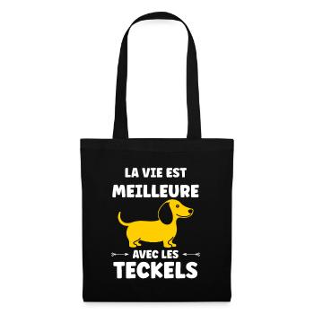 Humour chien teckel - Sac en tissu - noir - Devant
