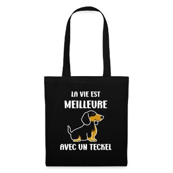 Humour chien teckel - Sac en tissu - noir - Devant