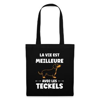 Humour chien teckel - Sac en tissu - noir - Devant