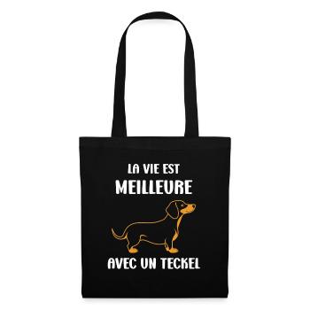 Humour chien teckel - Sac en tissu - noir - Devant