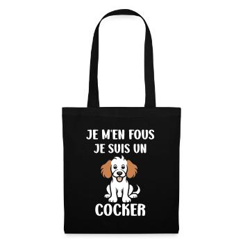 Humour Chien cocker - Sac en tissu - noir - Devant