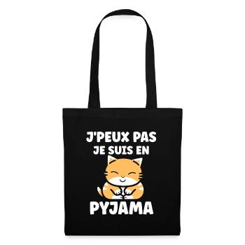 Je peux pas je suis en pyjama - Sac en tissu - noir - Devant