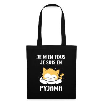 Je m'en fous je suis en pyjama - Sac en tissu - noir - Devant