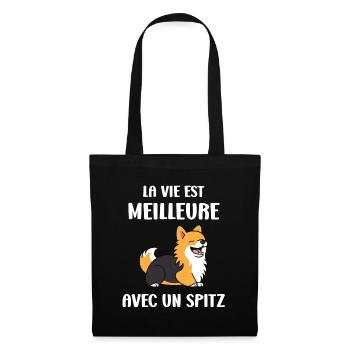 Humour chien Spitz - Sac en tissu - noir - Devant