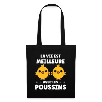 Humour bébé poussin - Sac en tissu - noir - Devant