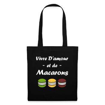 macarons - Sac en tissu - noir - Devant