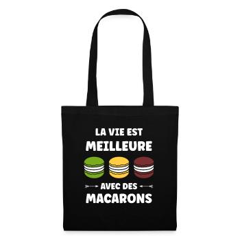 macarons - Sac en tissu - noir - Devant