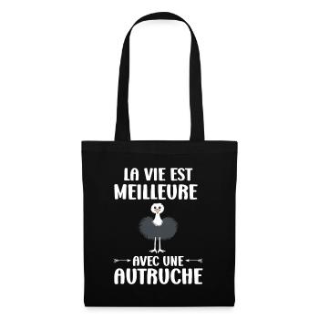 Humour autruche - Sac en tissu - noir - Devant