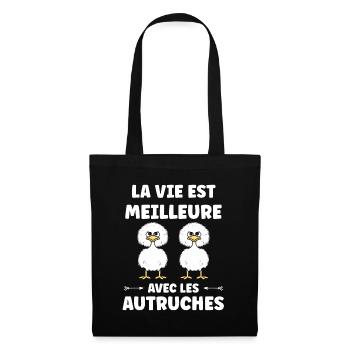 Humour autruche - Sac en tissu - noir - Devant