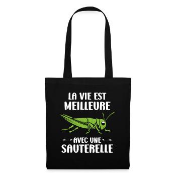 Insecte humour Sauterelle - Sac en tissu - noir - Devant