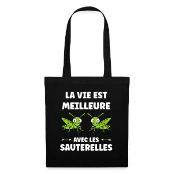 Insecte humour Sauterelle - Sac en tissu - noir - Devant