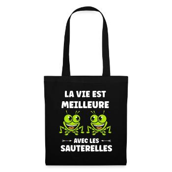 Insecte humour Sauterelle - Sac en tissu - noir - Devant