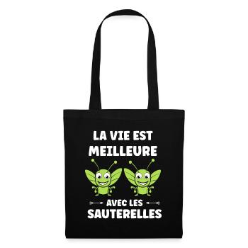 Insecte humour Sauterelle - Sac en tissu - noir - Devant