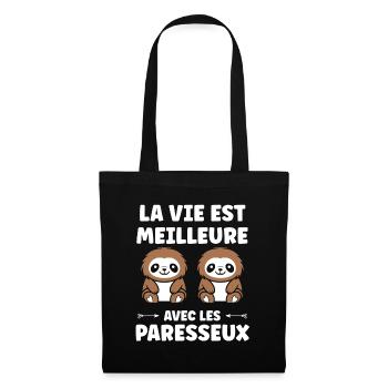 Animal humour paresseux - Sac en tissu - noir - Devant