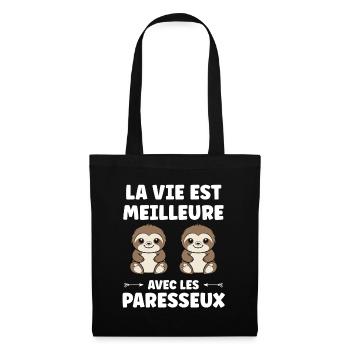 Animal humour paresseux - Sac en tissu - noir - Devant