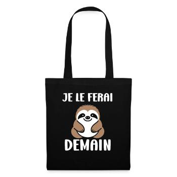Animal humour paresseux - Sac en tissu - noir - Devant