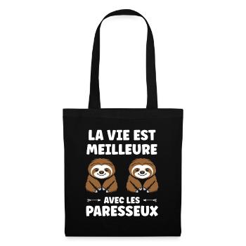 Animal humour paresseux - Sac en tissu - noir - Devant