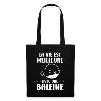 Baleines bleu Amour baleine - Sac en tissu - noir - Devant