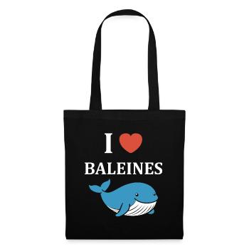Baleines bleu Amour baleine - Sac en tissu - noir - Devant