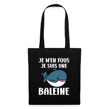 Baleines bleu Amour baleine - Sac en tissu - noir - Devant