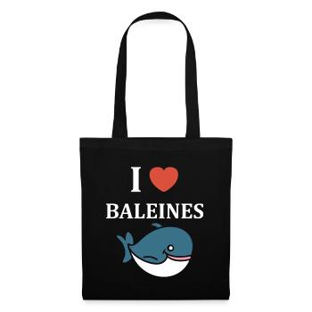 Baleines bleu Amour baleine - Sac en tissu - noir - Devant