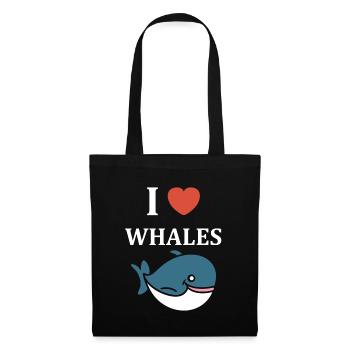 Baleines bleu Amour baleine - Sac en tissu - noir - Devant