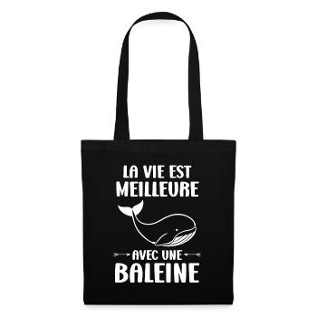 Baleines bleu Amour baleine - Sac en tissu - noir - Devant