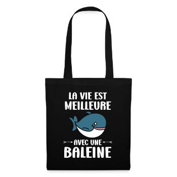 Baleines bleu Amour baleine - Sac en tissu - noir - Devant